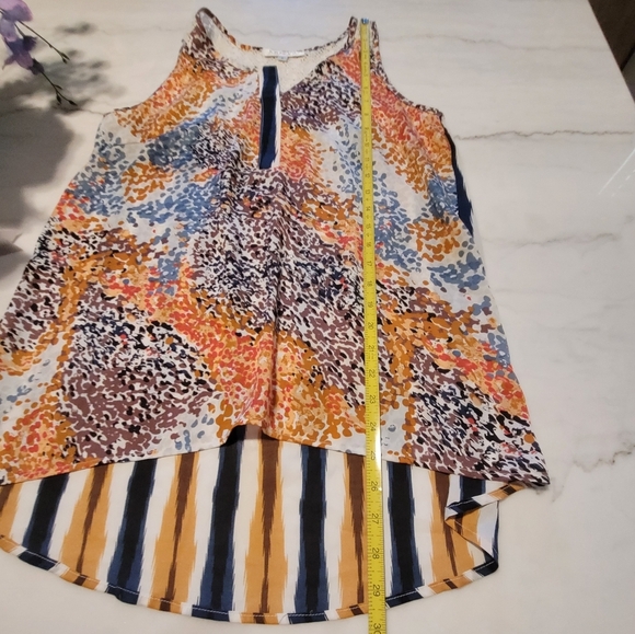 Joy Joy Lace Orange and Blue Striped Pebble Sleeveless Tank Top Size Small - Picture 7 of 10